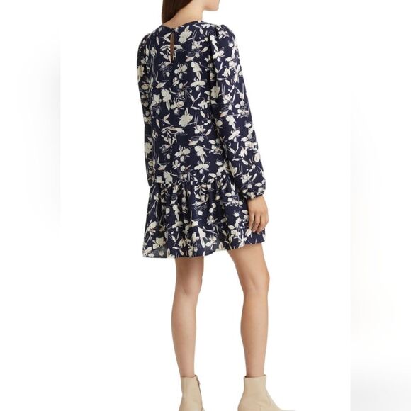 Caslon Floral Print Long Sleeve Drop Waist Minidress - Picture 2 of 7